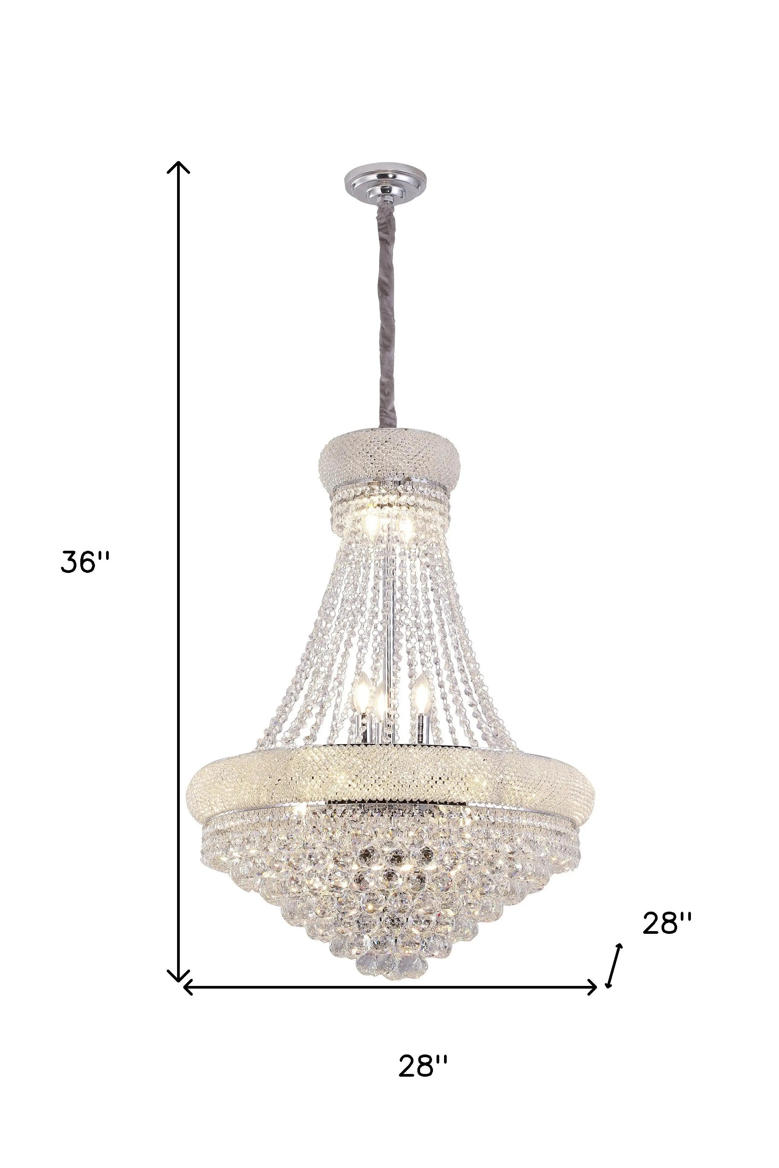 Clear And Silver Empire Multi Light Crystal and Metal Dimmable Chandelier Homeroots Lighting