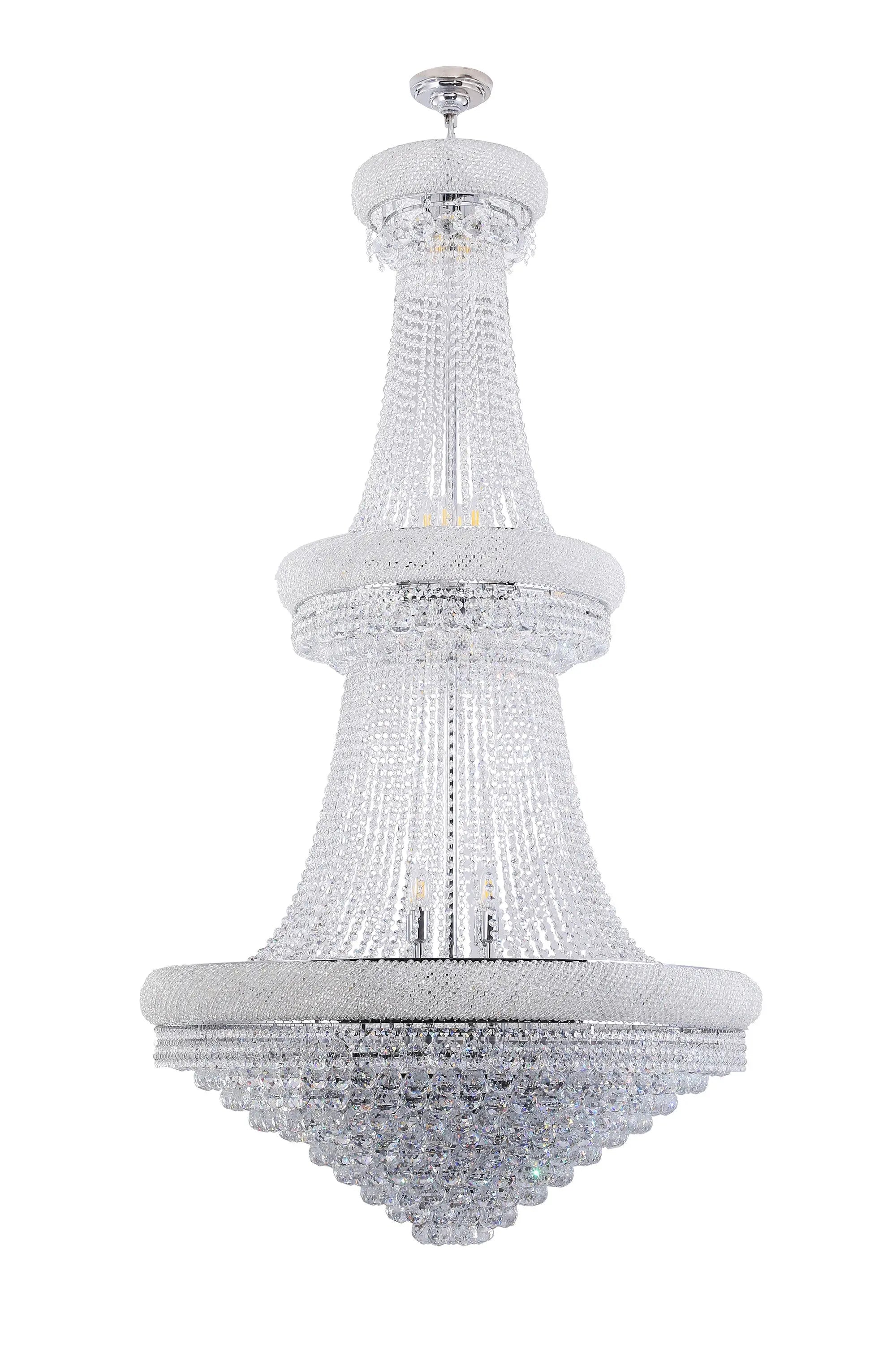 Clear And Silver Empire Multi Light Crystal and Metal Dimmable Chandelier Homeroots Lighting