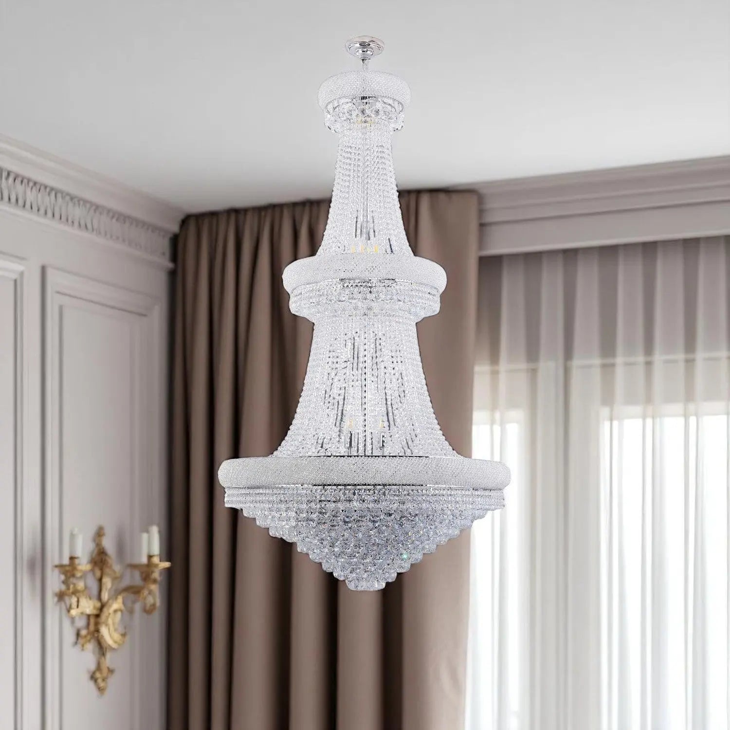 Clear And Silver Empire Multi Light Crystal and Metal Dimmable Chandelier Homeroots Lighting