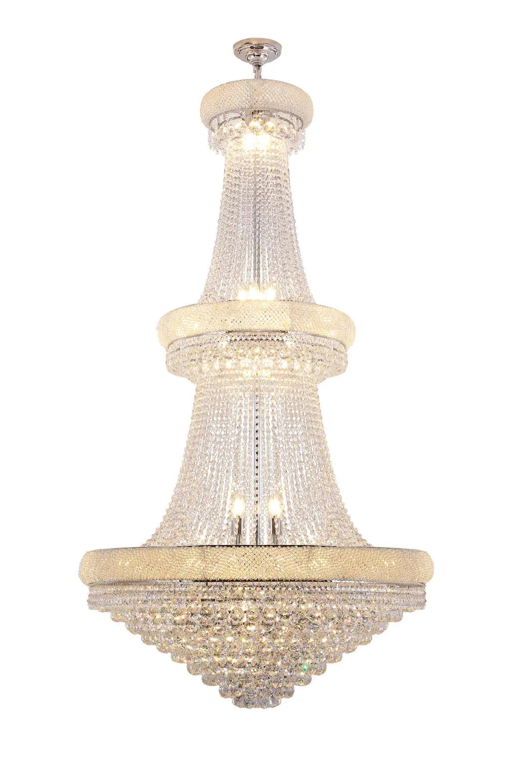 Clear And Silver Empire Multi Light Crystal and Metal Dimmable Chandelier Homeroots Lighting
