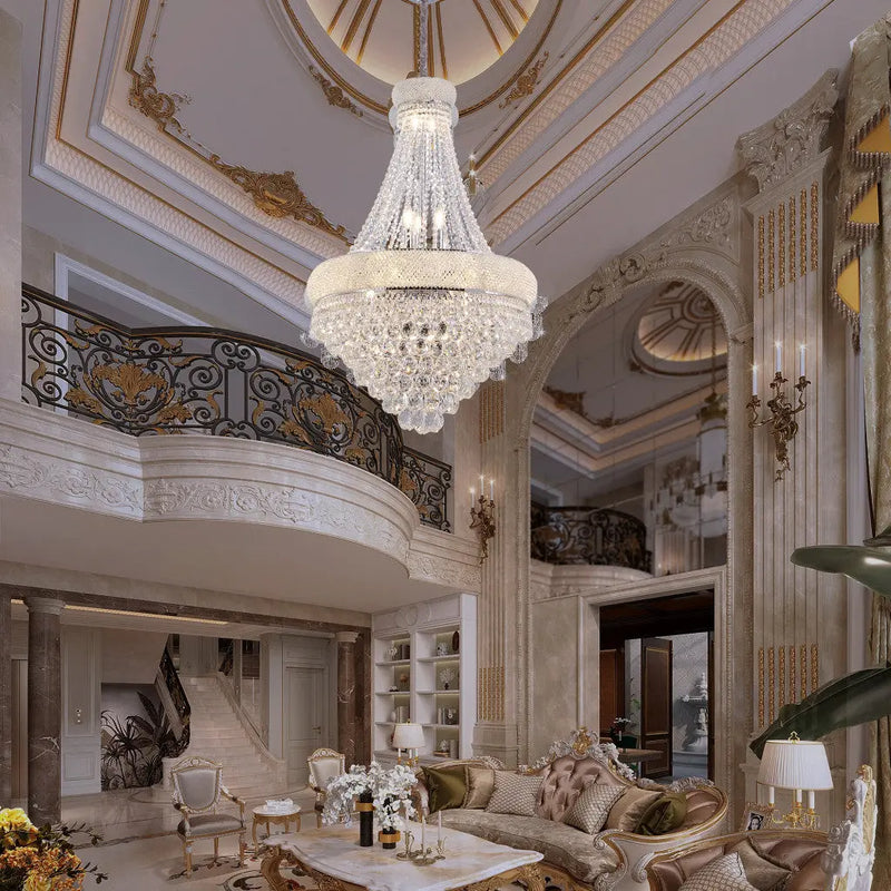 Clear And Silver Empire Multi Light Crystal and Metal Dimmable Chandelier Homeroots Lighting