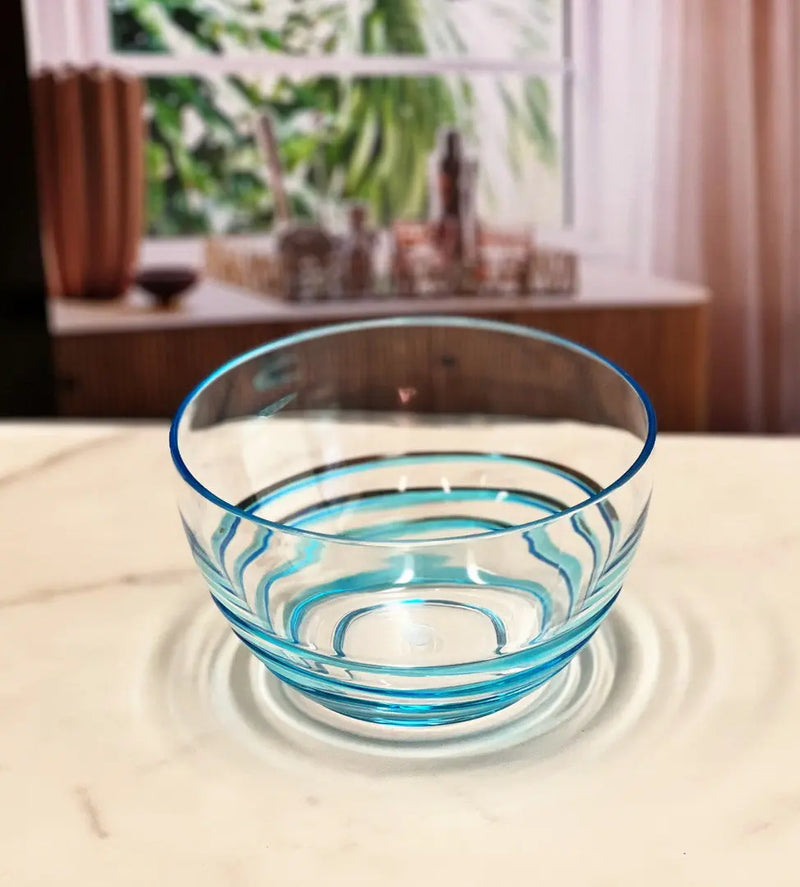 Clear and Blue Four Piece Swirl Acrylic Service For Four Bowl Set Homeroots Kitchen & Dining