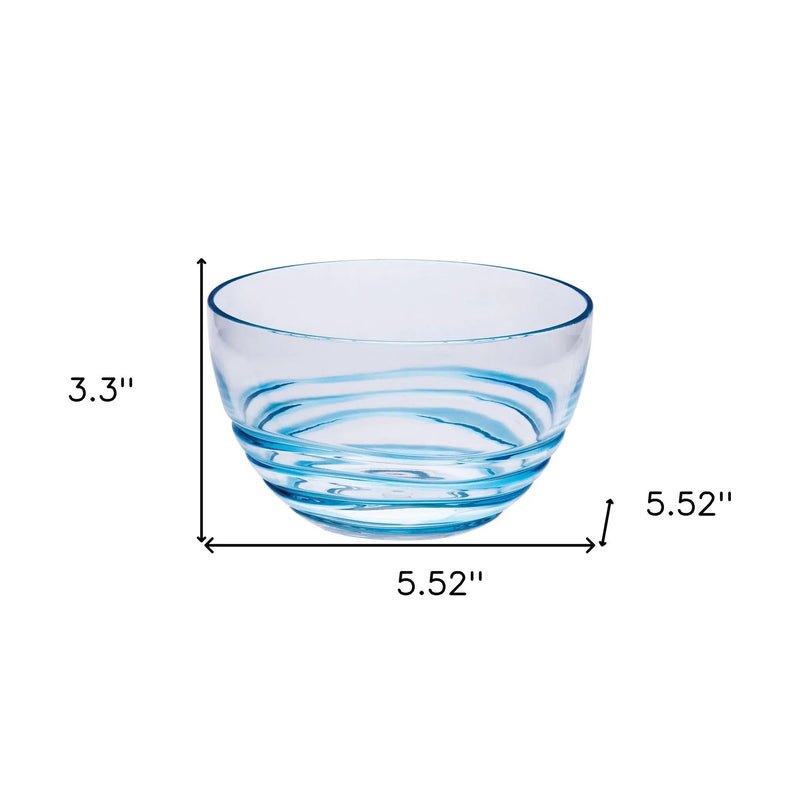 Clear and Blue Four Piece Swirl Acrylic Service For Four Bowl Set Homeroots Kitchen & Dining