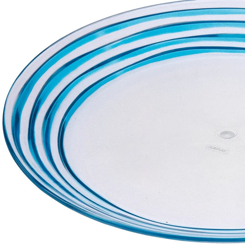Clear and Blue Four Piece Swirl Acrylic Service For Four Dinner Plate Set Homeroots Kitchen & Dining