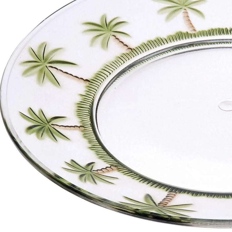 Clear and Green Four Piece Palm Tree Acrylic Service For Four Dinner Plate Set Homeroots Kitchen & Dining