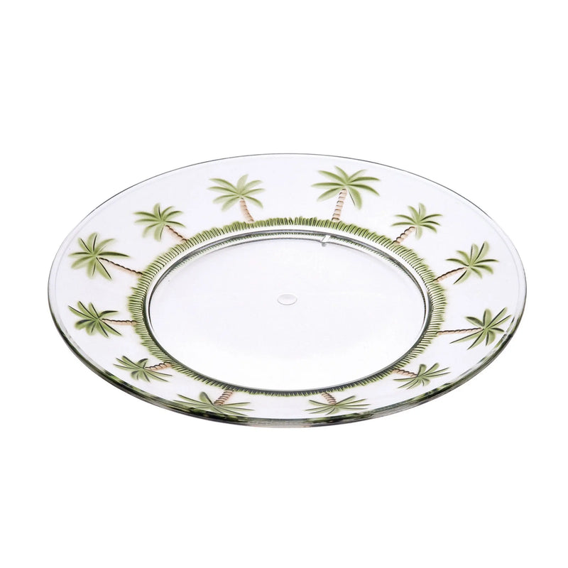 Clear and Green Four Piece Palm Tree Acrylic Service For Four Dinner Plate Set Homeroots Kitchen & Dining