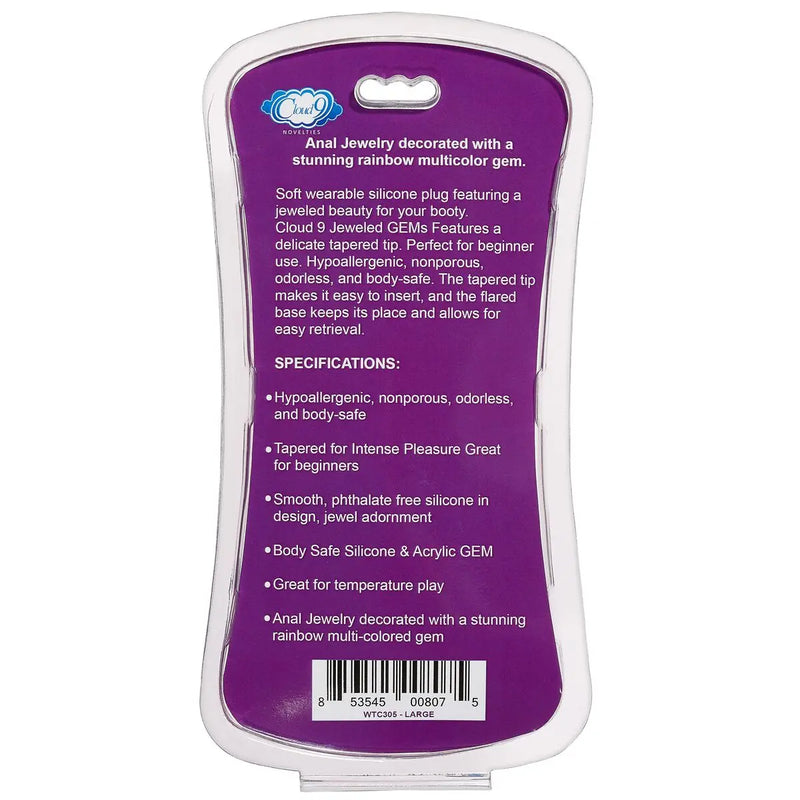 Cloud 9 Gems Anal Plug Large Black Silicone