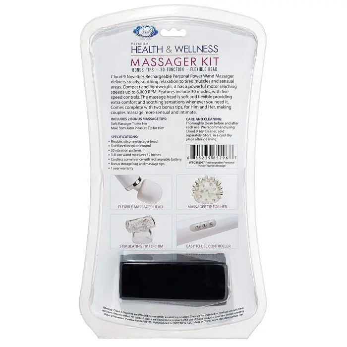Cloud 9 Health & Wellness Wand Kit 30 Function White Cloud 9 Novelties