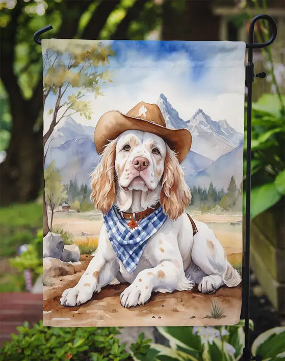 Clumber Spaniel Cowboy Welcome Garden Flag Caroline's Treasures