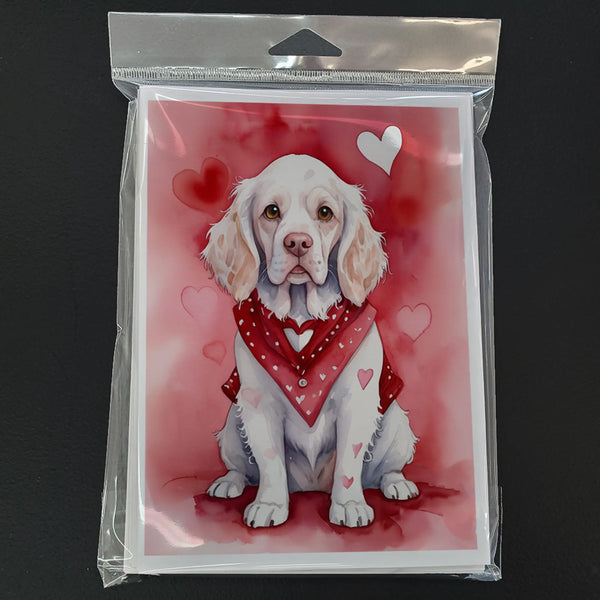 Clumber Spaniel My Valentine Greeting Cards Pack of 8 Caroline's Treasures