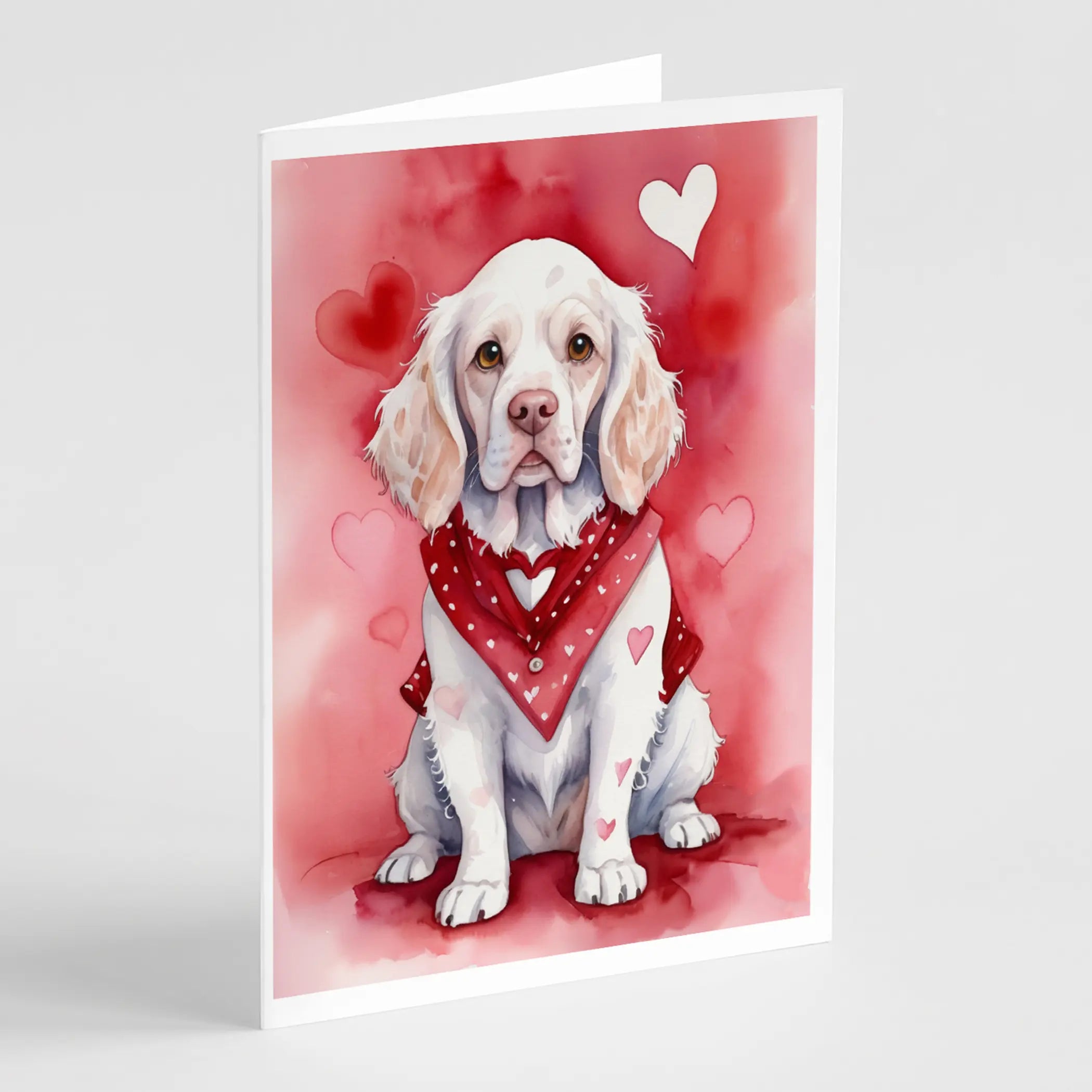Clumber Spaniel My Valentine Greeting Cards Pack of 8 Caroline's Treasures