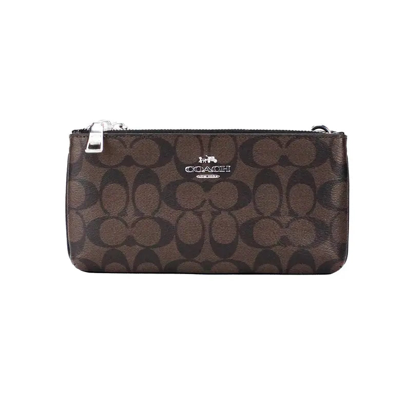 Coach Signature Brown Black Double Zip Crossbody Bag JV Deals