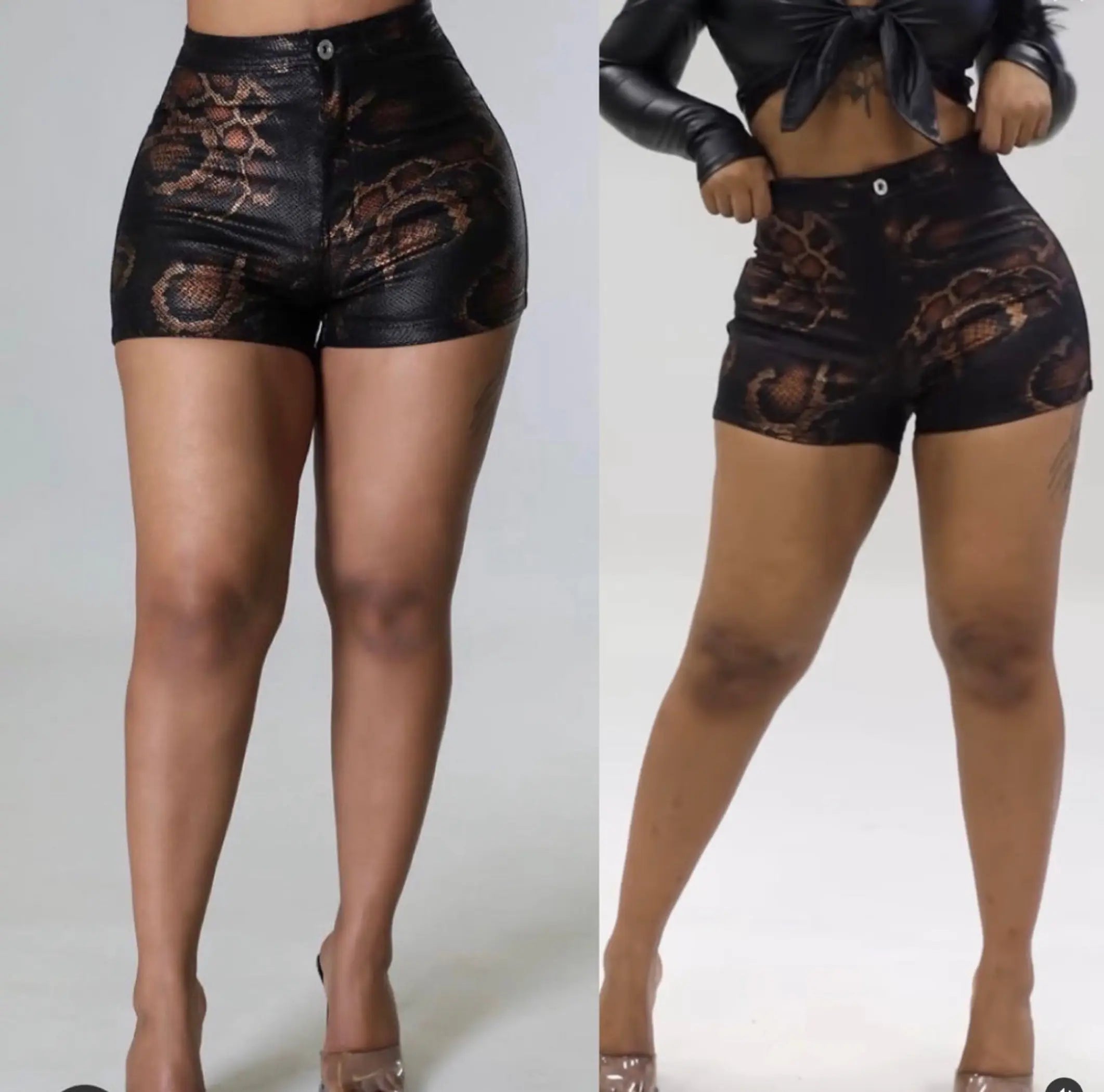 Coated Snake Print Short Shorts SurelyMine
