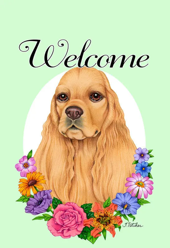 Cocker Spaniel Buff - Best of Breed Welcome Flowers Garden Flag Best of Breed