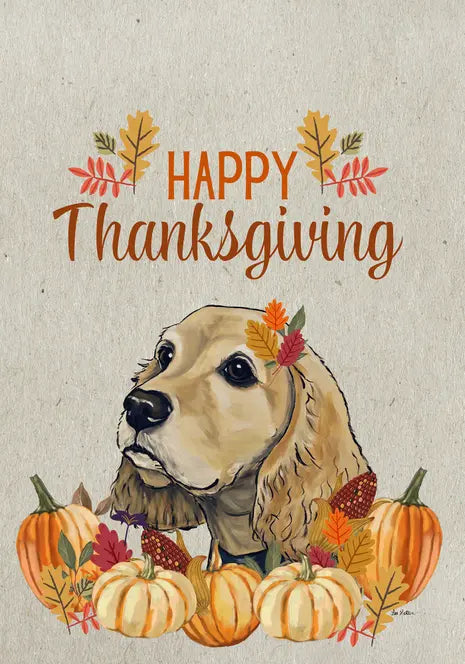 Cocker Spaniel Buff - Hippie Hound Studio Best of Breed Thanksgiving House and Garden Flag Best of Breed