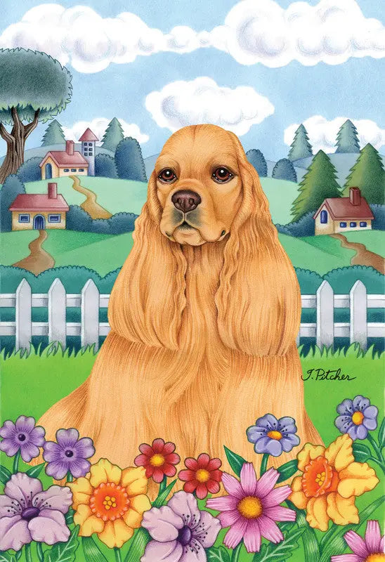 Cocker Spaniel Buff - Tomoyo Pitcher Spring Garden Flag Best of Breed
