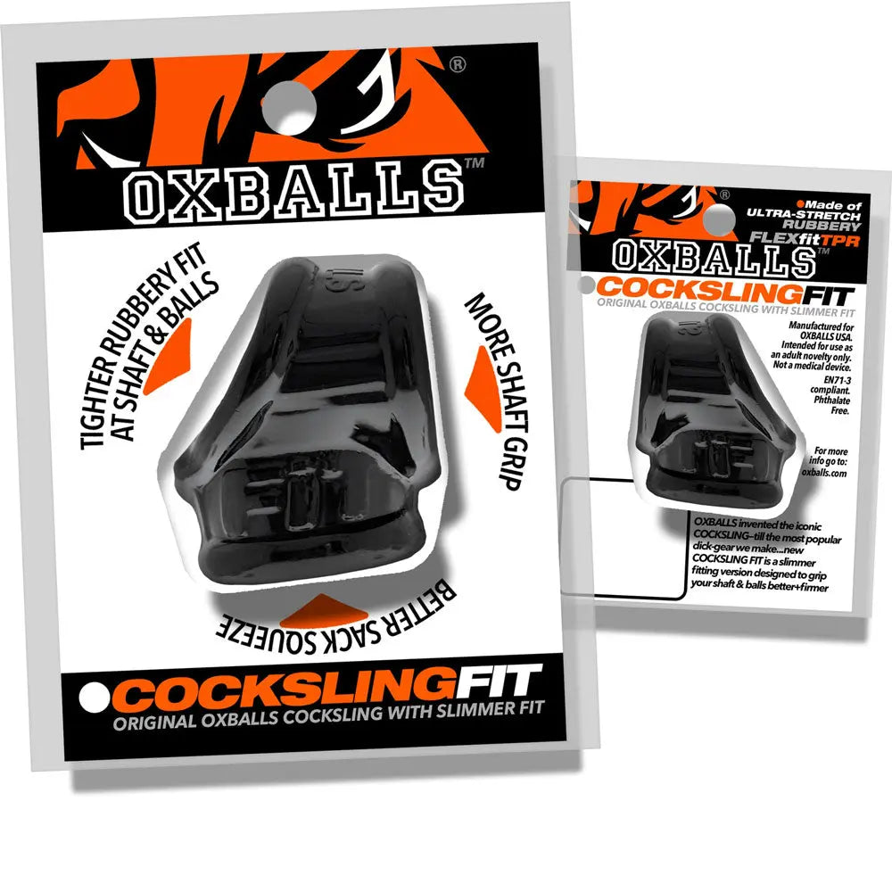 Black silicone Cockslings by Oxballs for enhanced shaft grip and support, featuring a sleek and modern design.