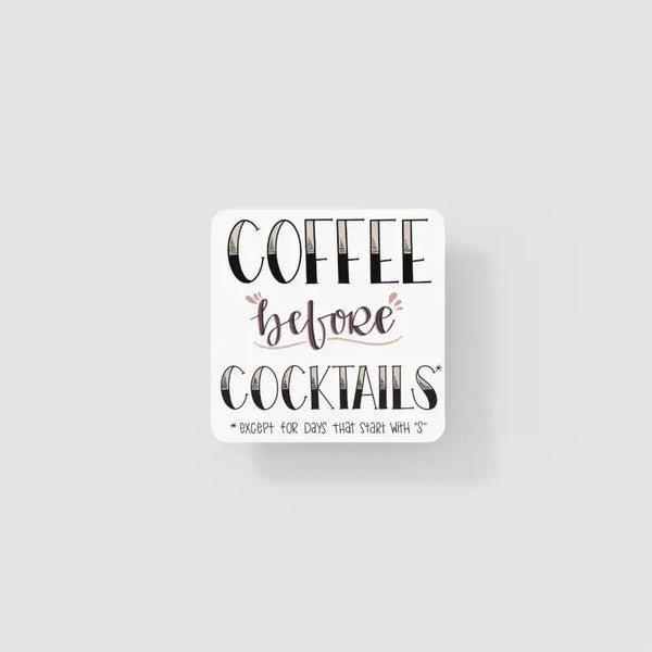 Coffee Before Cocktails Coaster Black Cat Bazaar