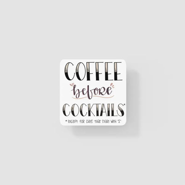 Coffee Before Cocktails Coaster Black Cat Bazaar