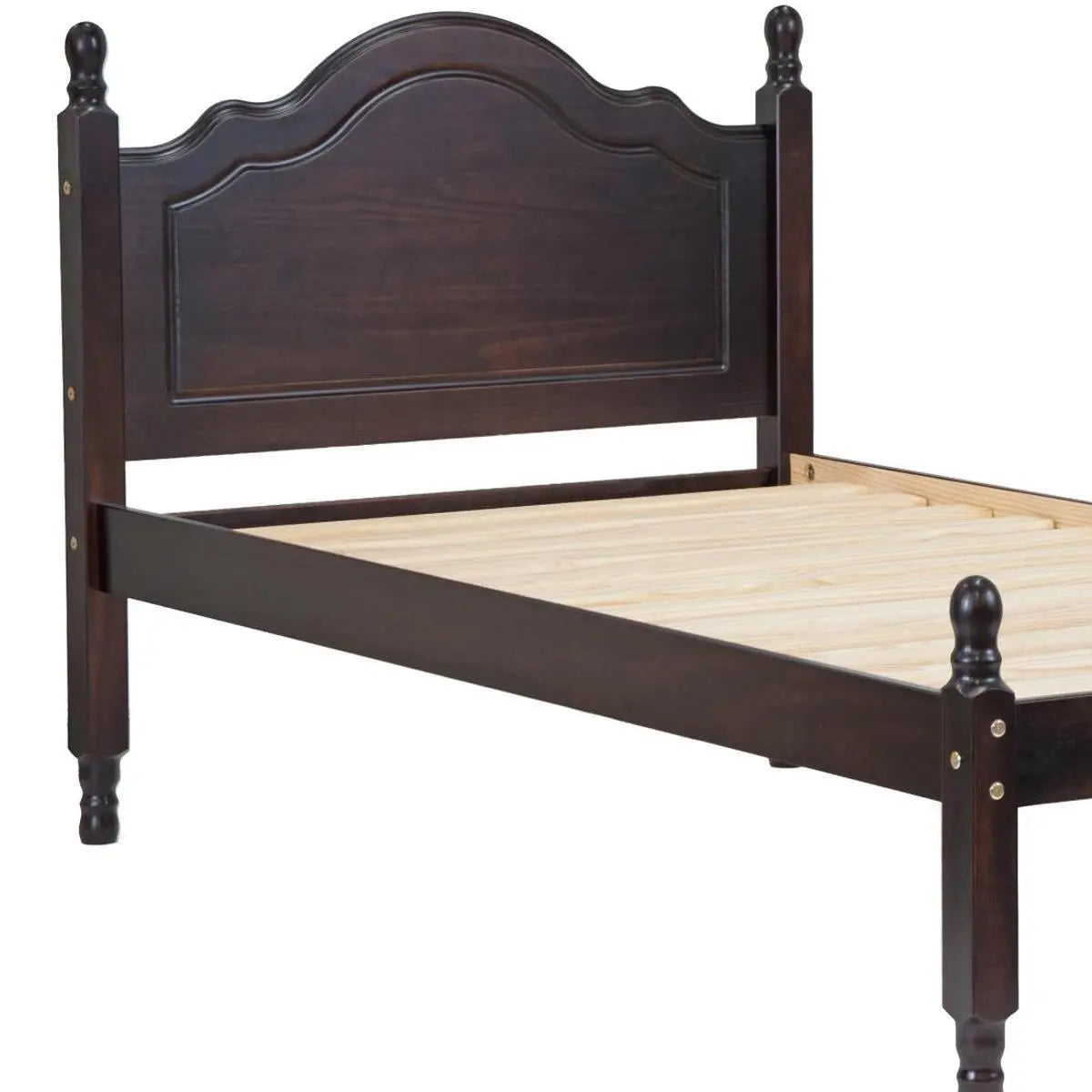 Coffee Solid Wood Twin Bed Frame Homeroots Bed & Bath