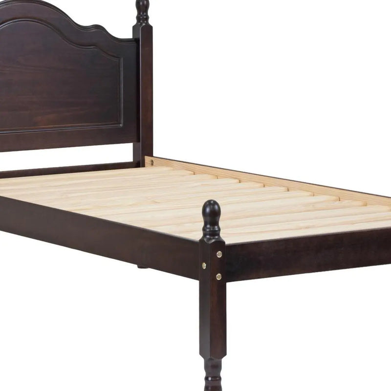 Coffee Solid Wood Twin Bed Frame Homeroots Bed & Bath