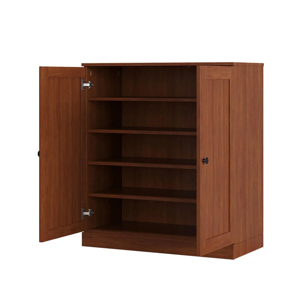 Coffee Twenty Pair Solid WoodShoe Storage Cabinet Homeroots Organization