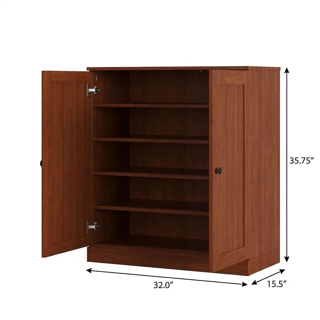 Coffee Twenty Pair Solid WoodShoe Storage Cabinet Homeroots Organization