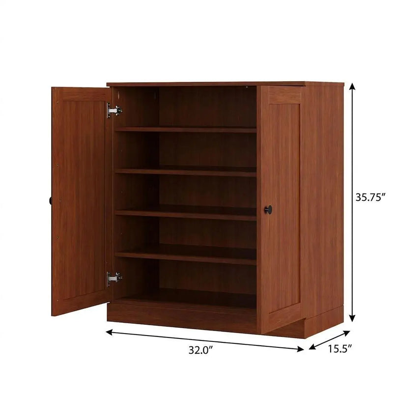 Coffee Twenty Pair Solid WoodShoe Storage Cabinet Homeroots Organization