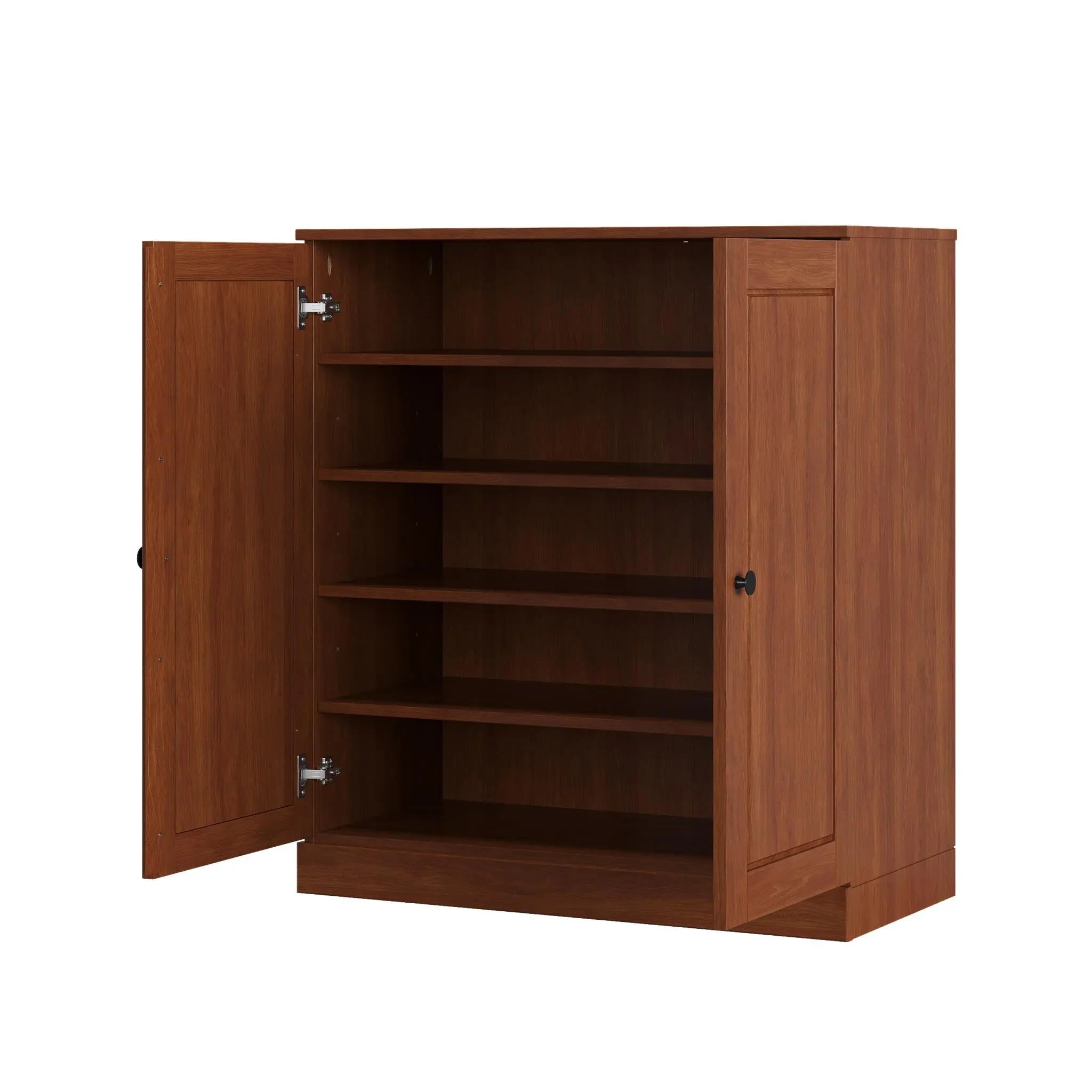 Coffee Twenty Pair Solid WoodShoe Storage Cabinet Homeroots Organization