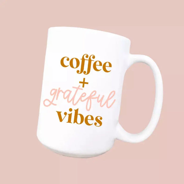 Coffee and grateful vibes ceramic coffee mug Mug & Mini