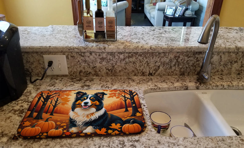 Collie Fall Dish Drying Mat Caroline's Treasures
