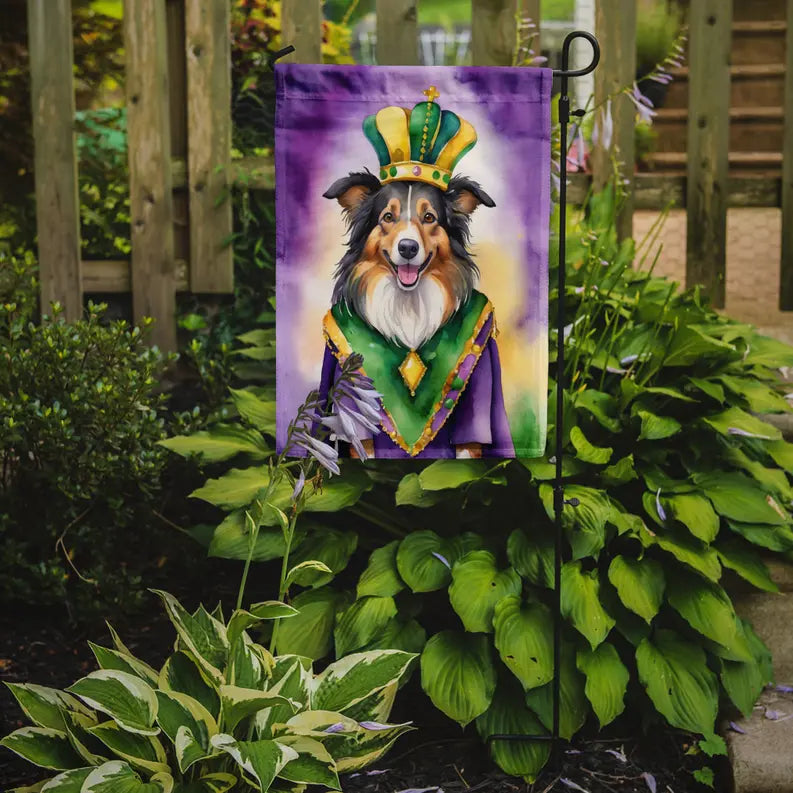 Collie King of Mardi Gras Garden Flag Caroline's Treasures