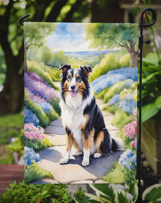 Collie Spring Path Garden Flag Caroline's Treasures