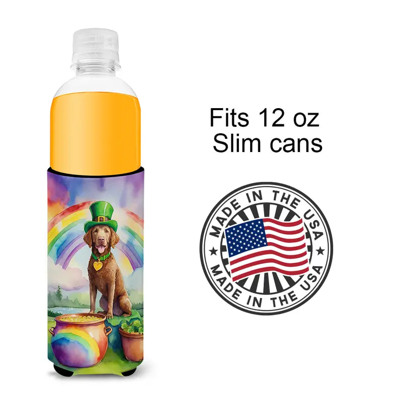Collie St Patrick's Day Hugger for Ultra Slim Cans Caroline's Treasures