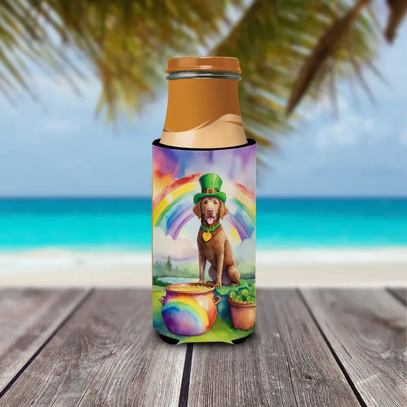 Collie St Patrick's Day Hugger for Ultra Slim Cans Caroline's Treasures