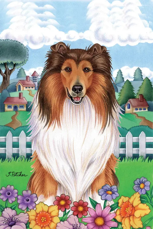 Collie - Tomoyo Pitcher Spring Garden Flag Best of Breed