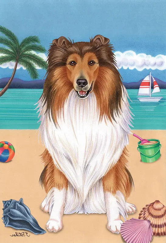 Collie - Tomoyo Pitcher Summer Beach Garden Flag Best of Breed