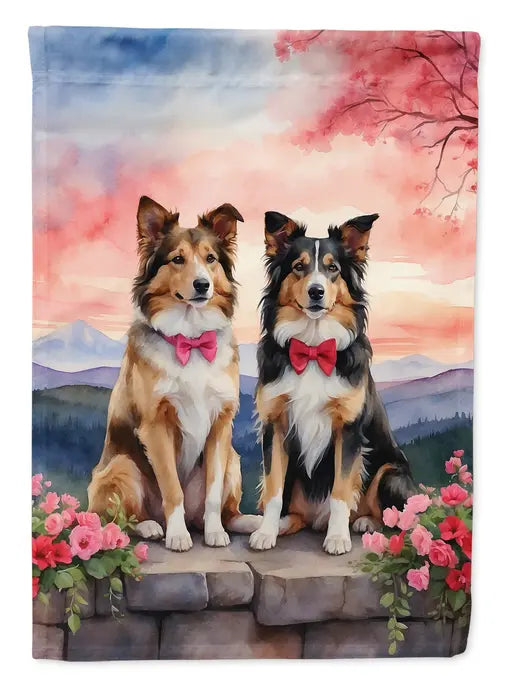 Collie Two Hearts Garden Flag Caroline's Treasures