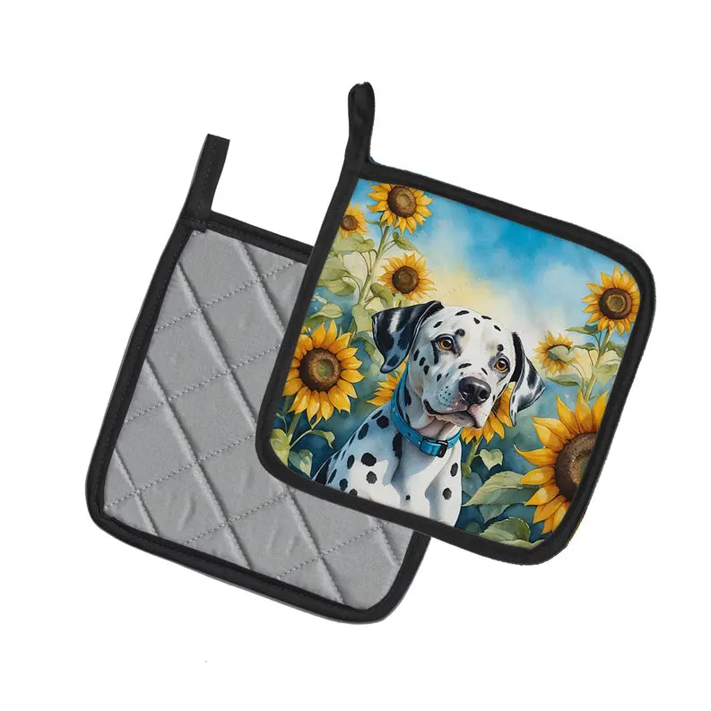 Collie in Sunflowers Pair of Pot Holders Caroline's Treasures