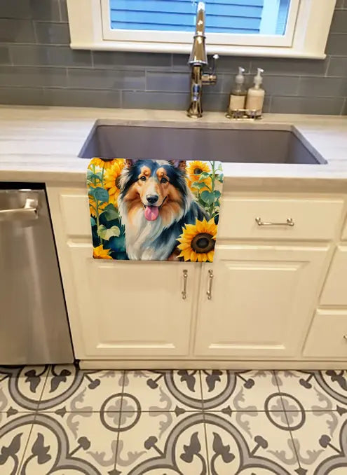 Collie in Sunflowers Pair of Pot Holders Caroline's Treasures