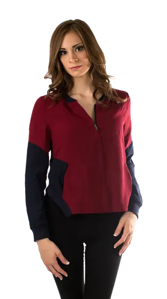 Color Block Stylish Blazer With Low Back SurelyMine