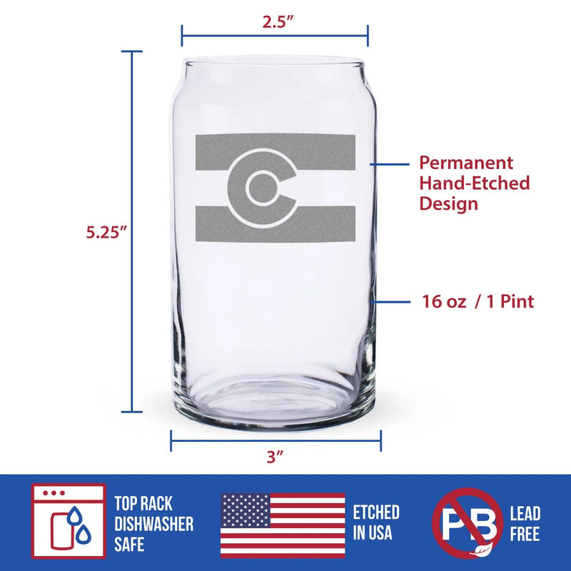 Colorado Flag Beer Can Pint Glass - Coloradans Gifts Bevvee