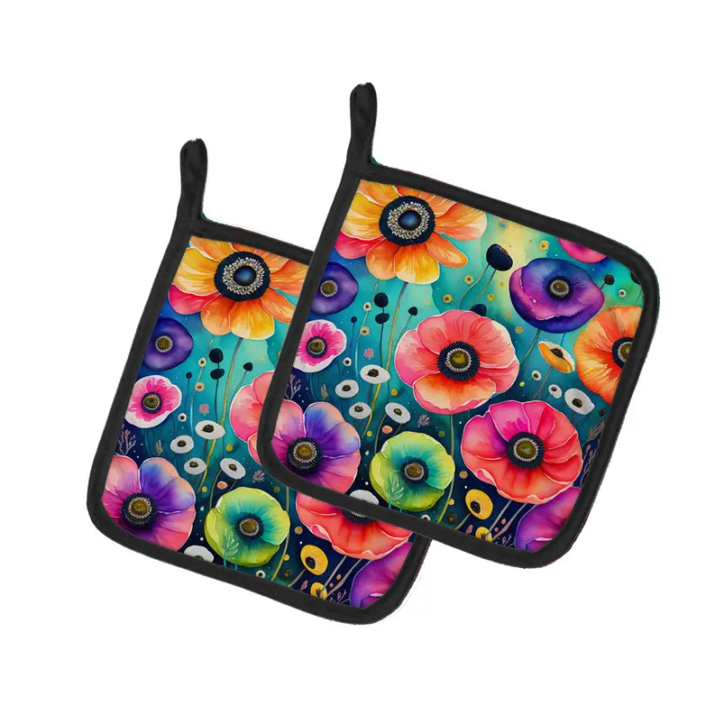 Colorful Asters Pair of Pot Holders Caroline's Treasures