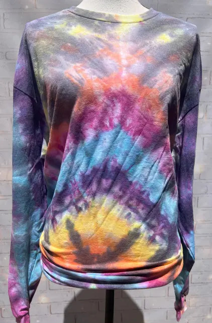 Colorful Kaleidoscope Ice Dye Tie Dye Blank Long Sleeve Tee The Blended Owl