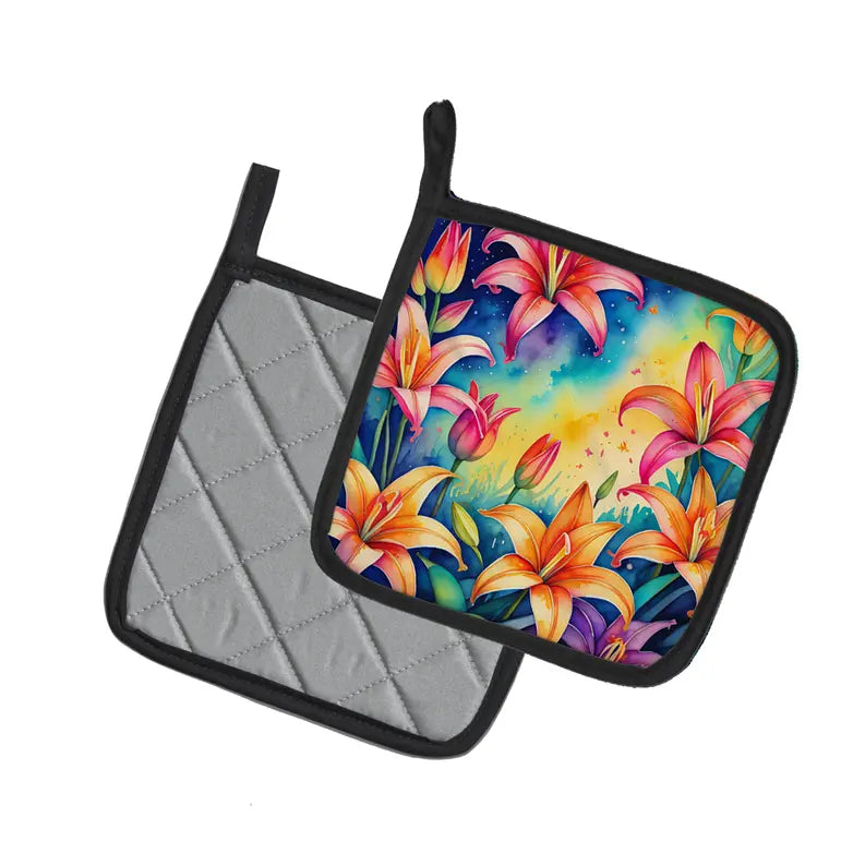 Colorful Orchids Pair of Pot Holders Caroline's Treasures