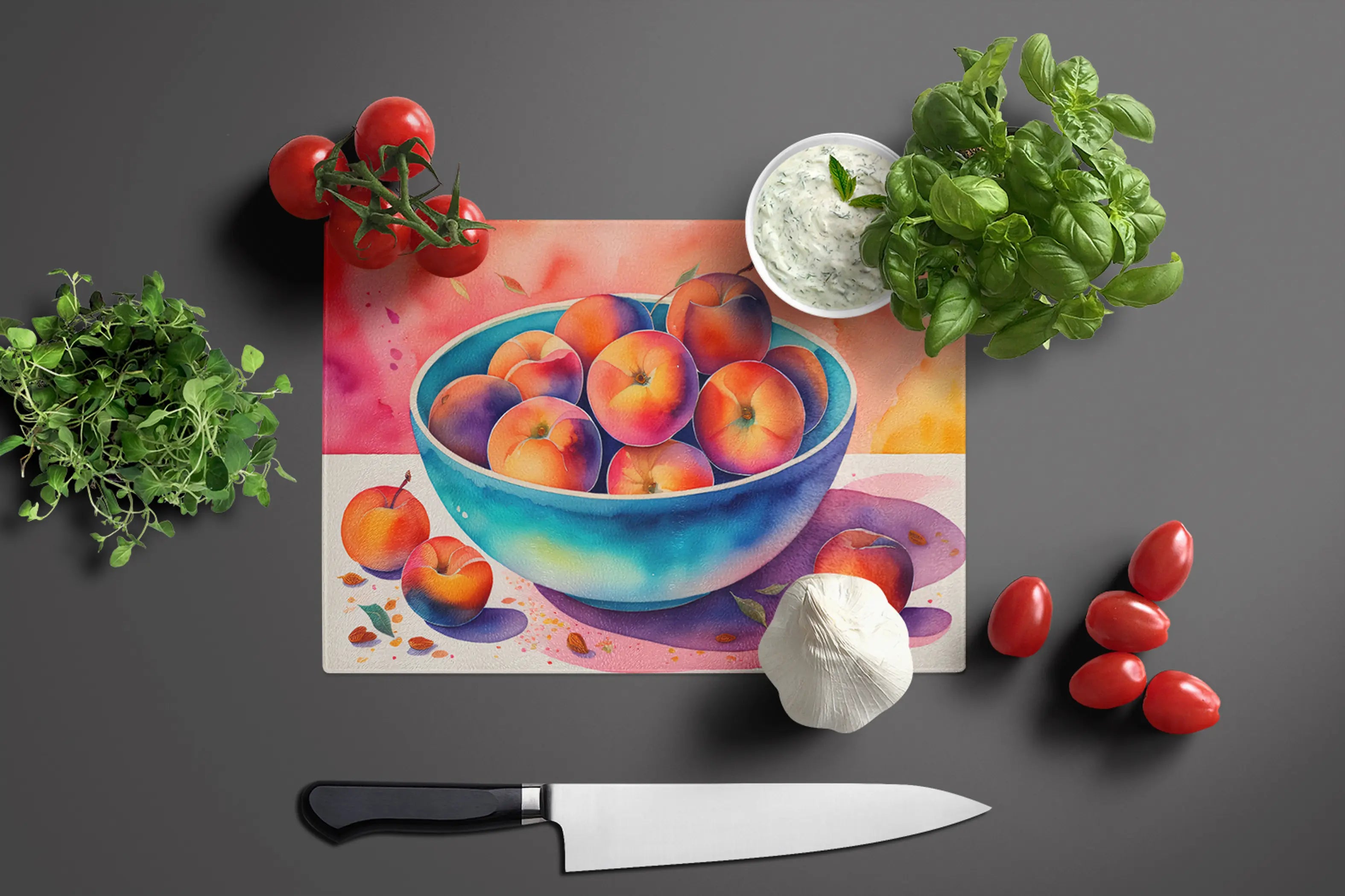 Colorful Peaches Glass Cutting Board Caroline's Treasures