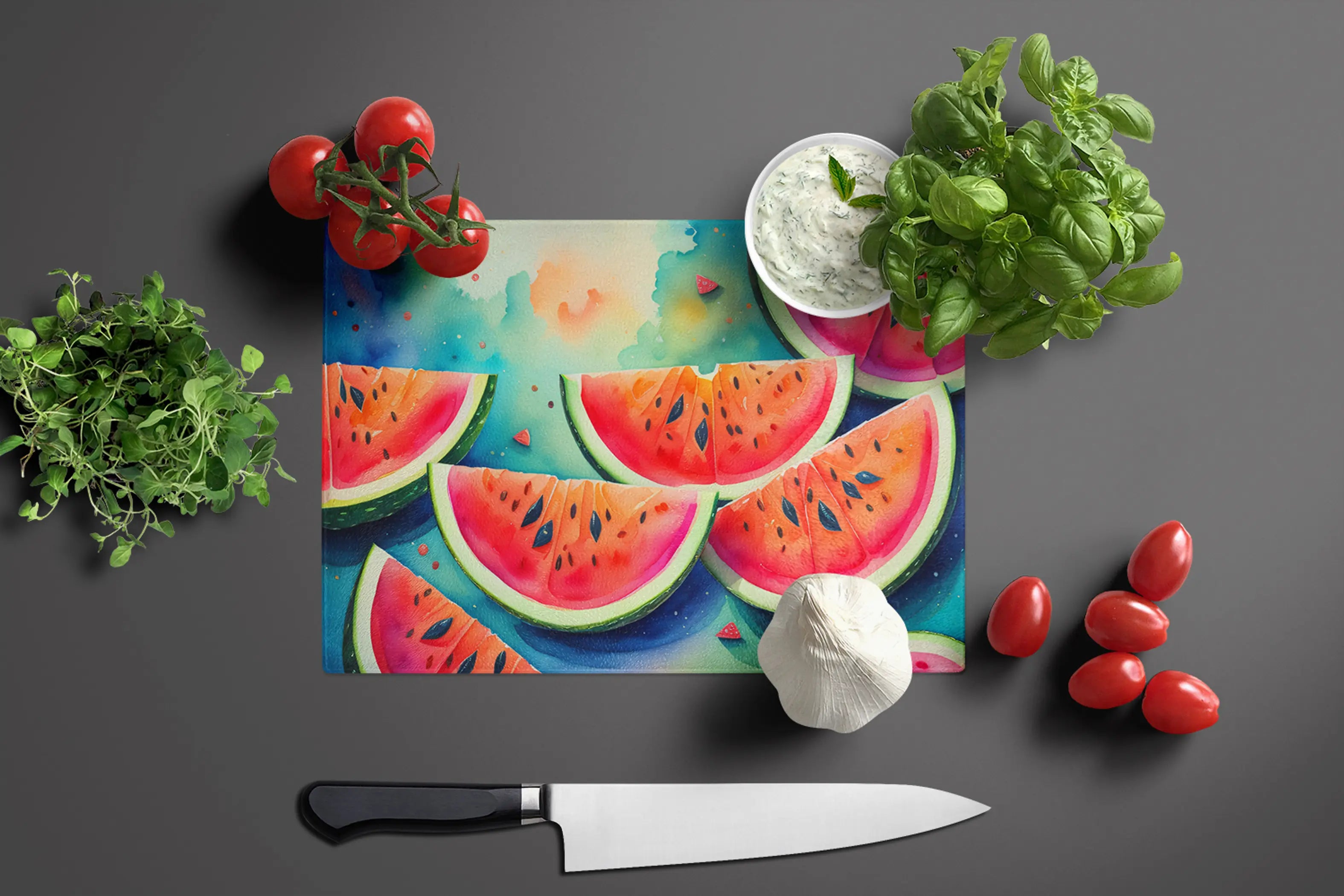 Colorful Watermelons Glass Cutting Board Caroline's Treasures