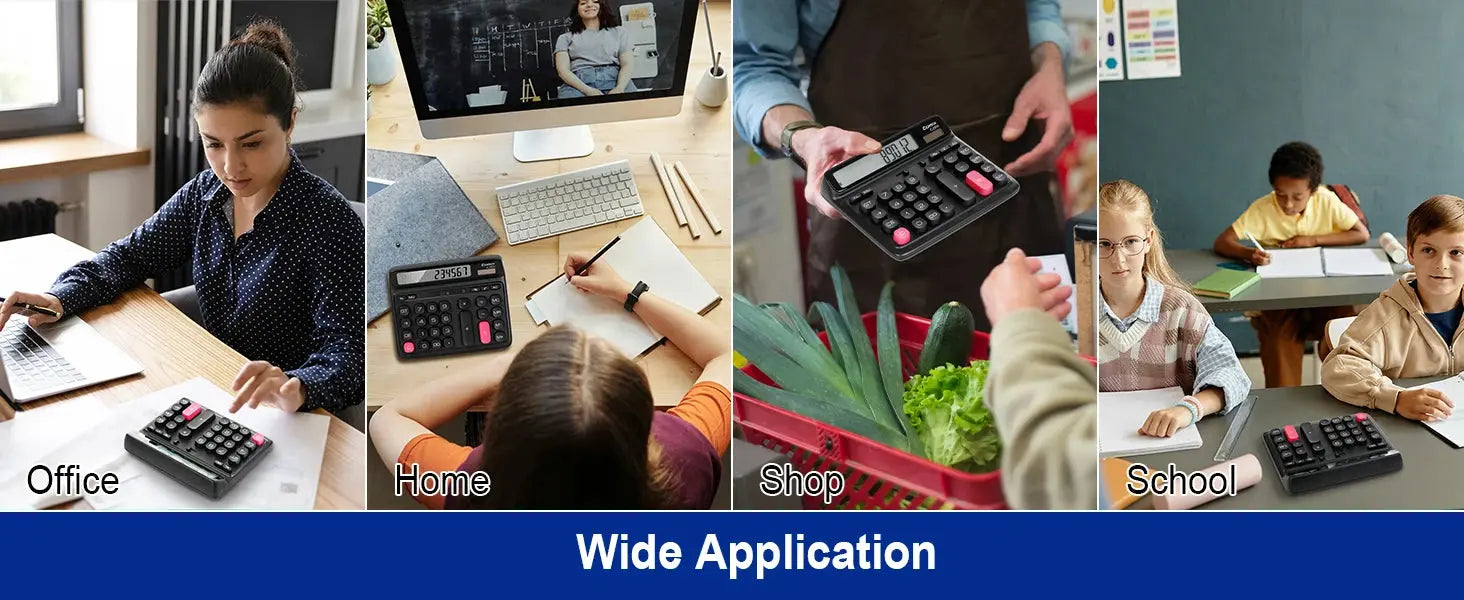 Comix Desktop Calculator, Computer Keys 12 Digit Large Display, Dual Power Black Electronic Calculator for Office Home GreatEagleInc