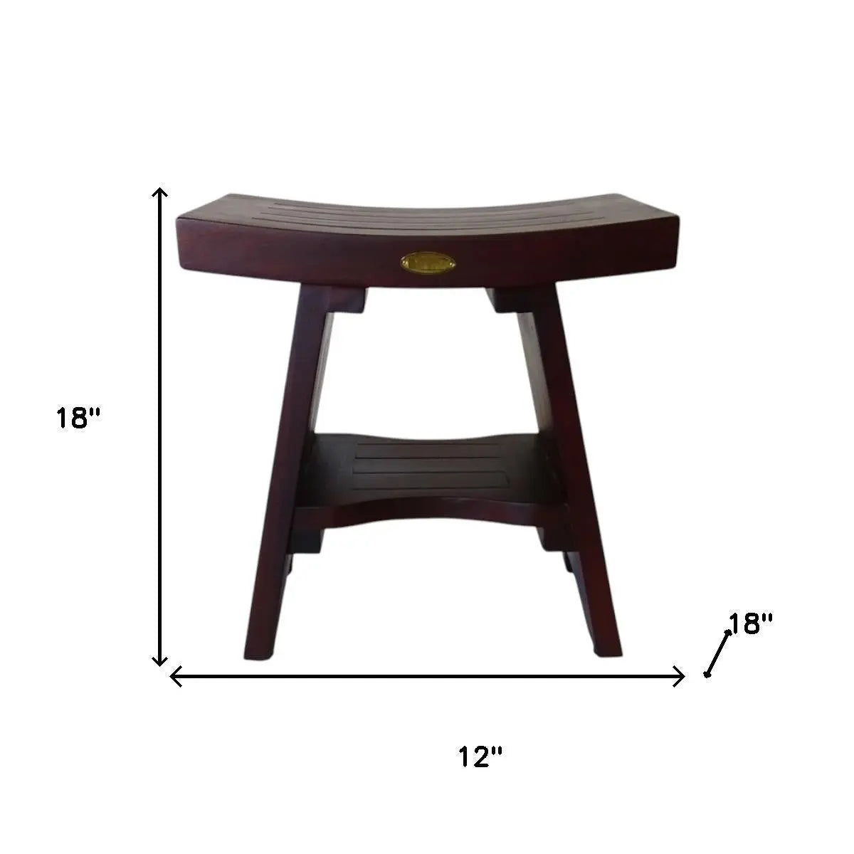 Compact Curviliniear Teak Shower Outdoor Bench With Shelf In Brown Finish Homeroots Bed & Bath