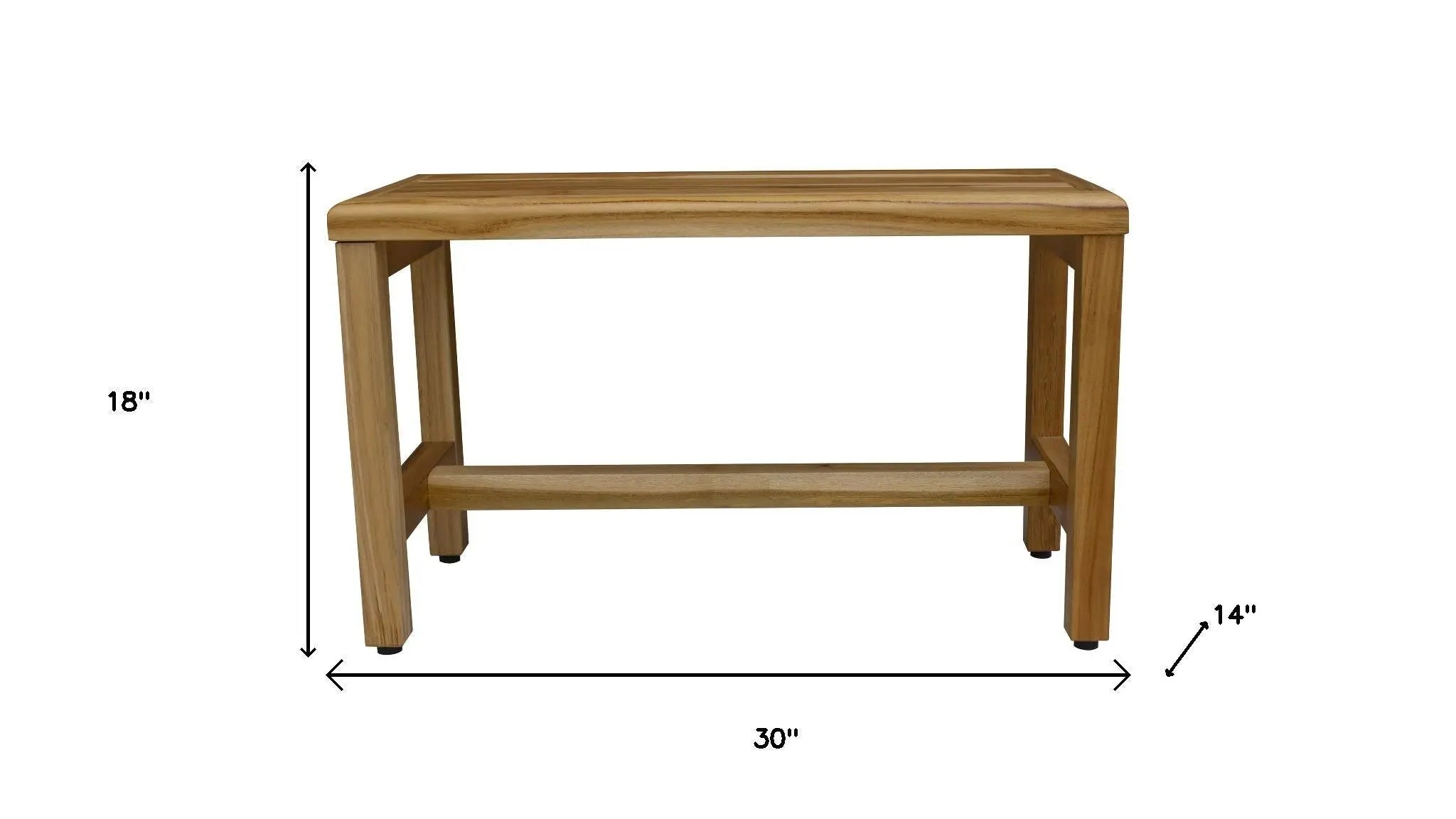 Compact Rectangular Teak Shower Outdoor Bench In Natural Finish Homeroots Bed & Bath